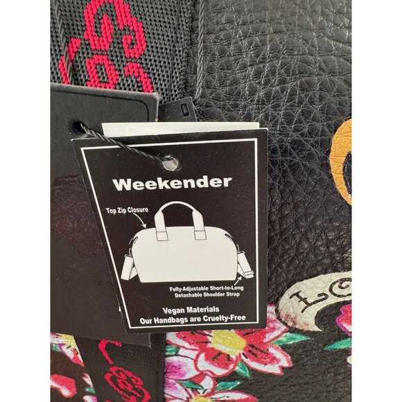 NWT ED HARDY LOVE KILLS SLOWLY WEEKENDER OVERNIGHT/TRAVEL TOTE SKULL FLOWERS - Picture 7 of 13
